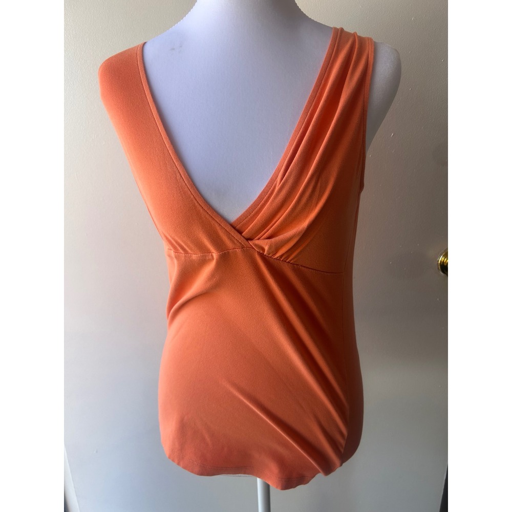 Ann Taylor Womens Orange Surplice V-Neck Sleeveless Tank Top S Y2K Summer